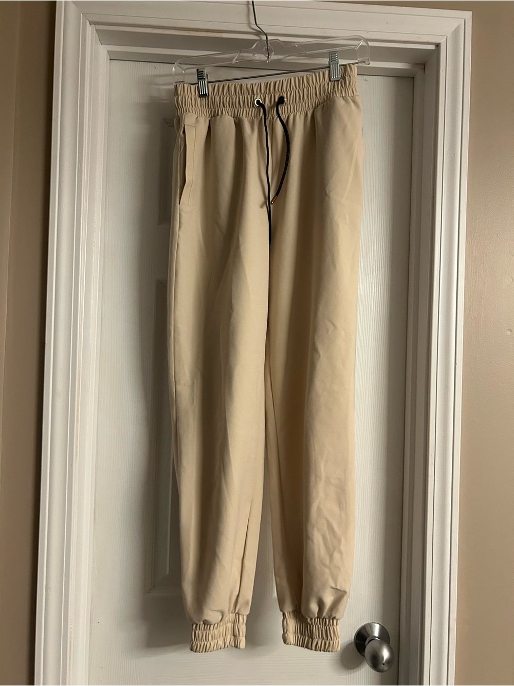Beige Jogger Pants with Drawstring
